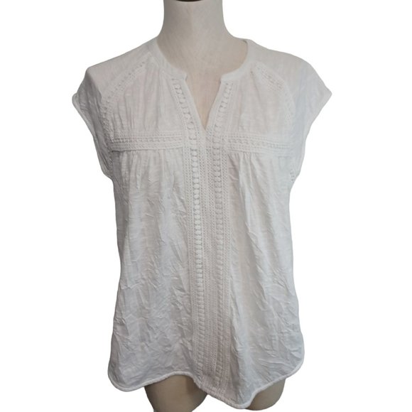 Sundance Tops Sundance Top White Embroidered Sleeveless Tee Womens